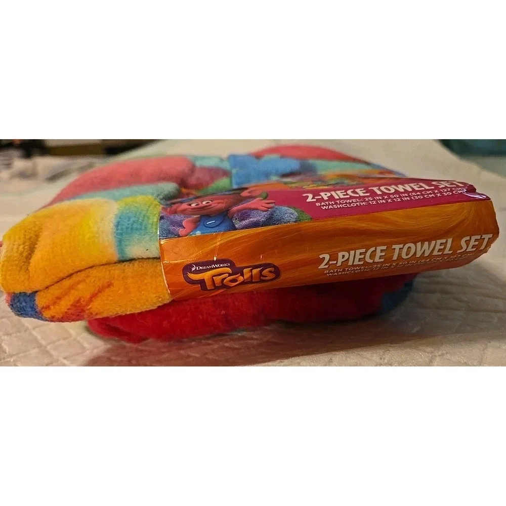 Trolls Kids Cotton 2 Piece Towel and Washcloth Set 25